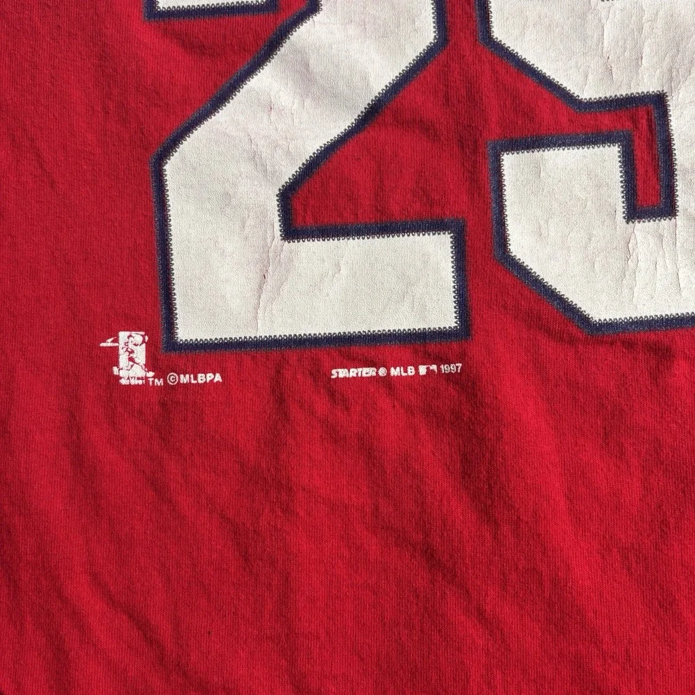 VTG Starter St. Louis Cardinals McGwire 1997 Red Short Sleeve Shirt Men's L *